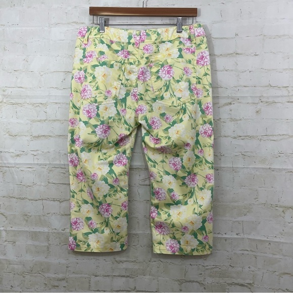 Liverpool Yellow Floral Straight Leg Capri Pants - Picture 10 of 15